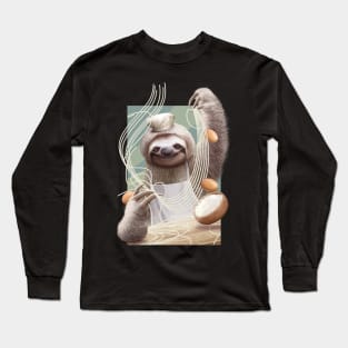 sloth making noodles Long Sleeve T-Shirt